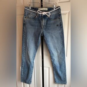 Off-White Main Label Belt Blue Straight Leg 
Jeans Men’s Size: 34